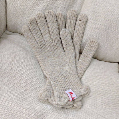 Scalloped Wool Fingerless Touchscreen Gloves