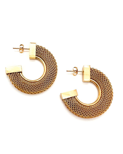 Earth Gold Mesh Hoop Earrings