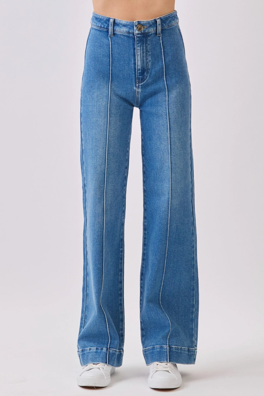 Andrea Wide Leg Jeans With Pintuck