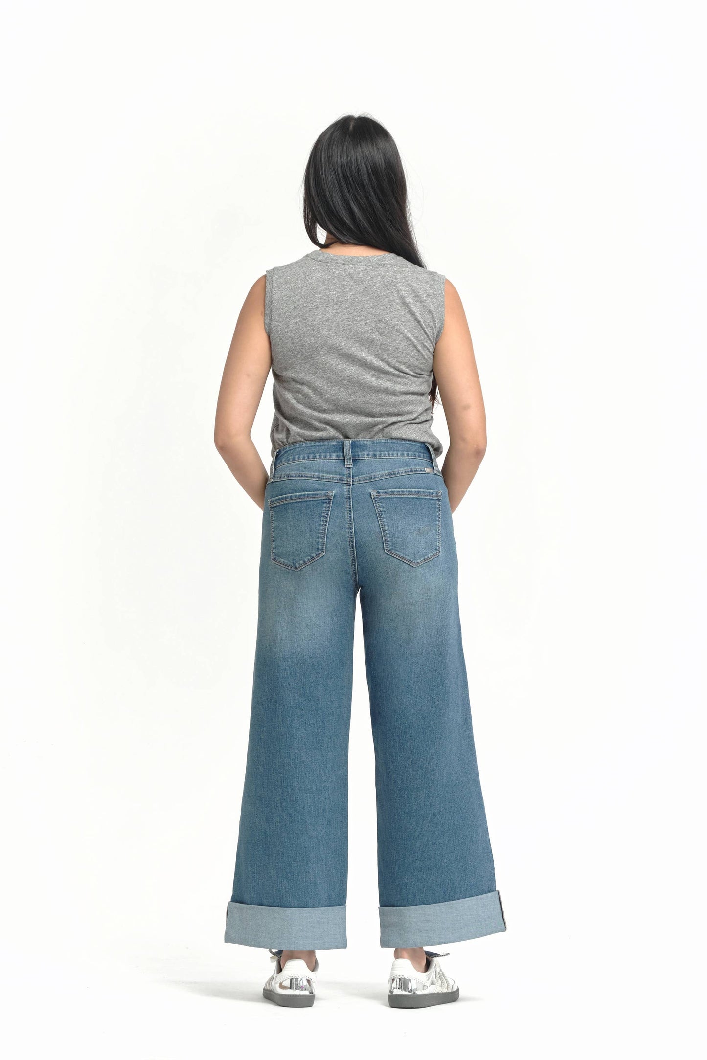 Rolled Cuff Wide Leg Jean