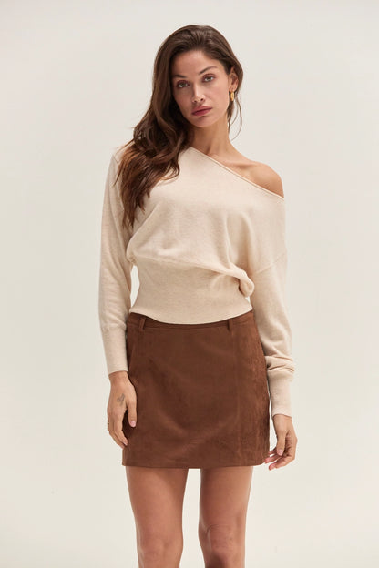 Cassie Cinched Waist Boatneck Sweater
