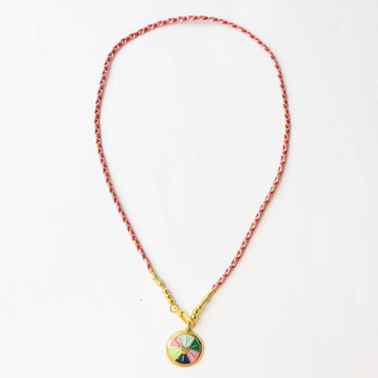 Maria Braided Necklace With Enamel Pendant