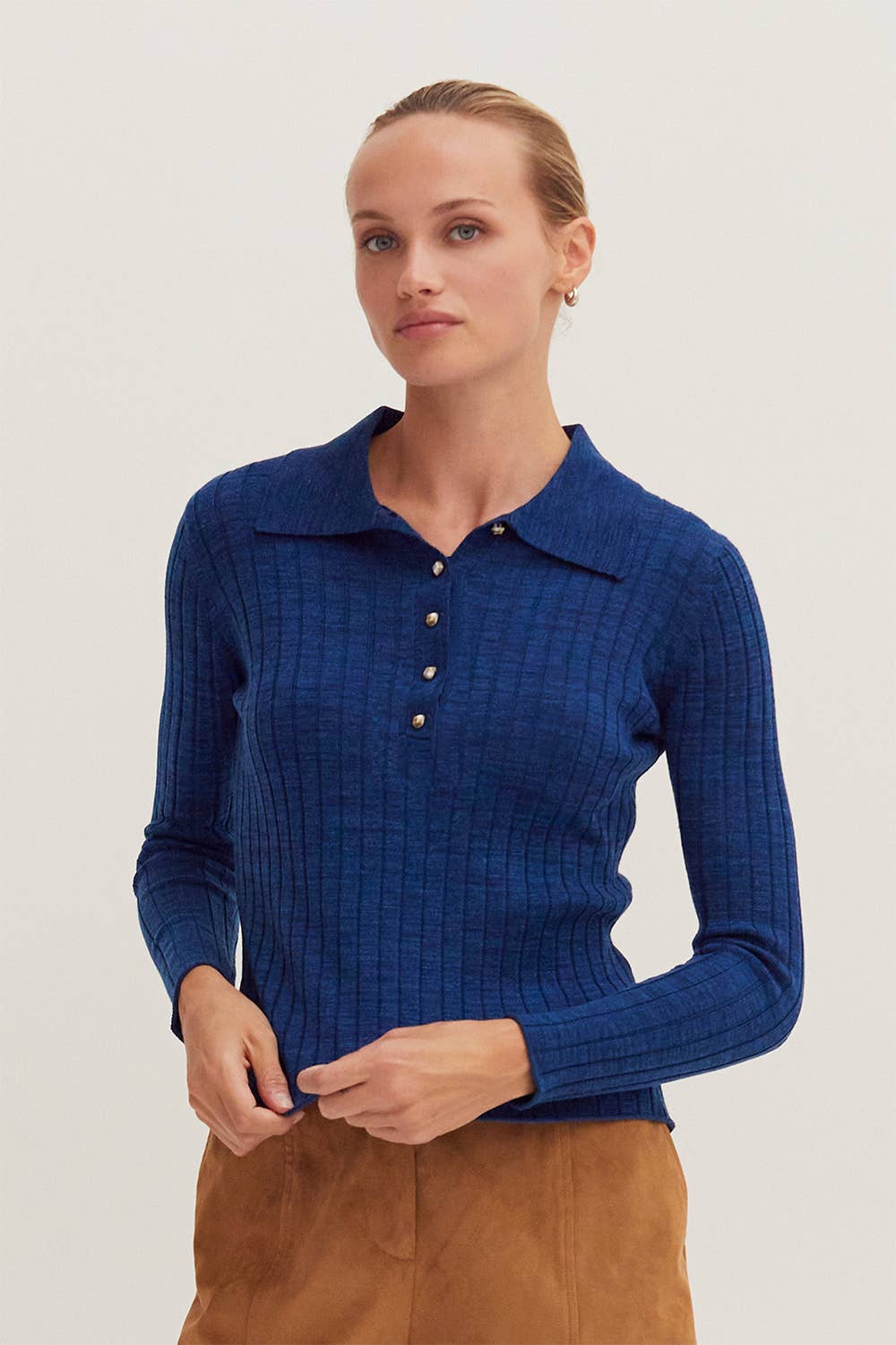 Ribbed Polo Sweater