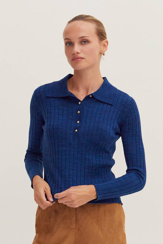 Ribbed Polo Sweater