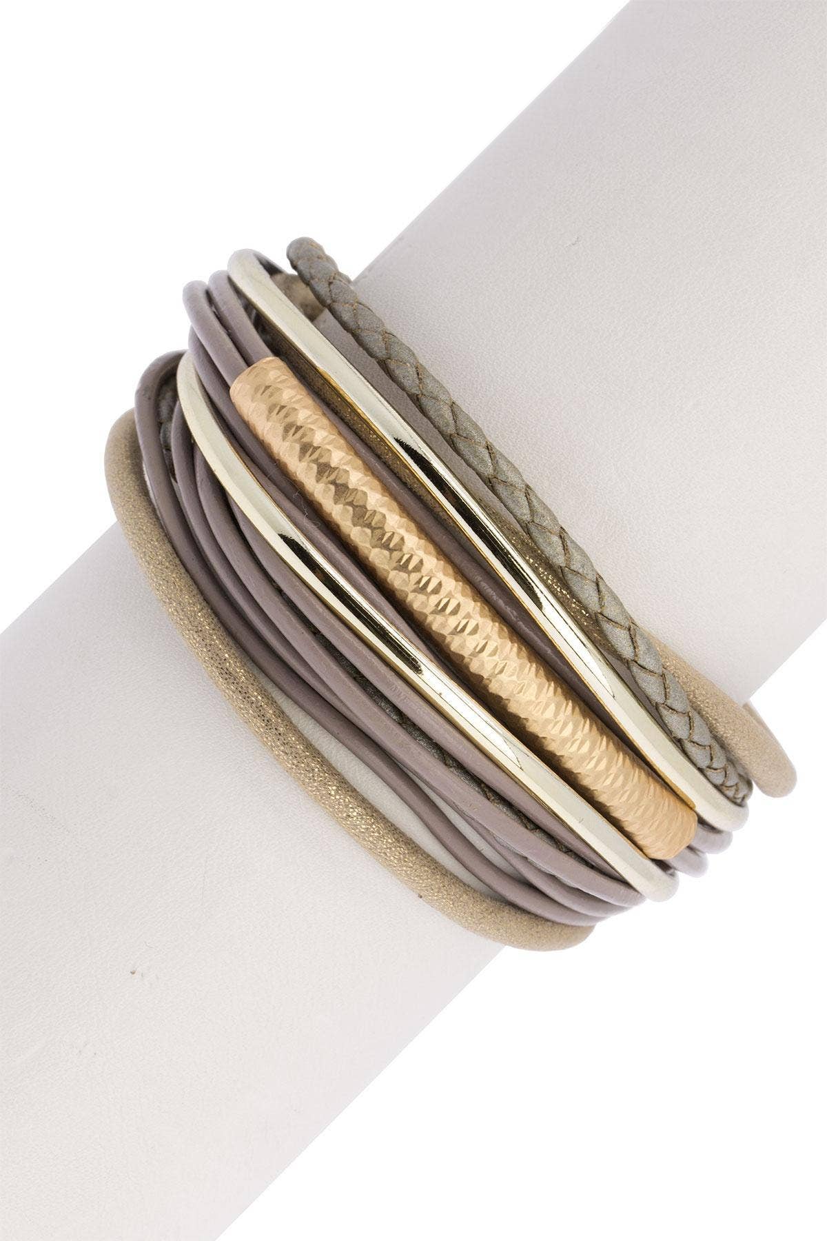 Multi Strand Shimmer Leather Bracelet