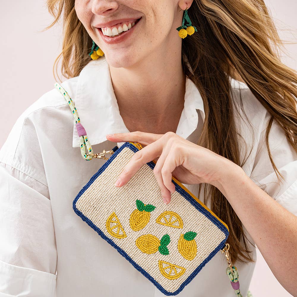Leila Lemons Seed Bead Clutch With Strap