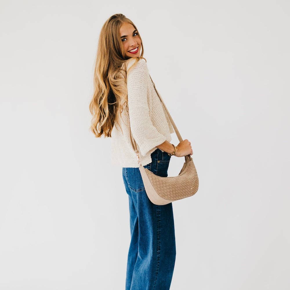 Paige Structured Suede Woven Crossbody