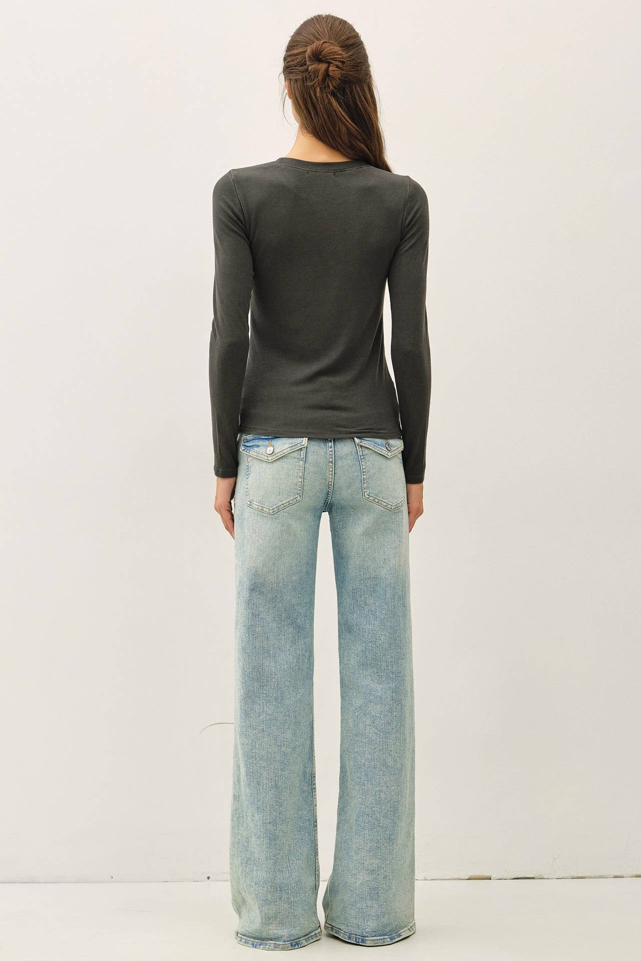 Garment Dyed Ribbed Long Sleeve Tee