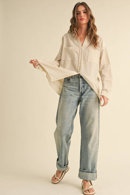 Striped Pattern Button Down Shirt