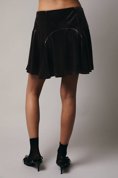 Godet Velvet Mini Skirt