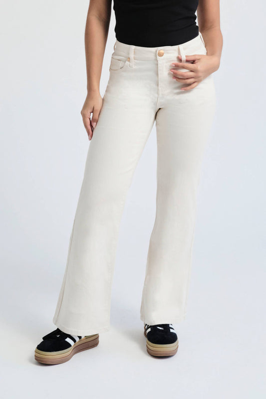 Petite Slim Wide Leg Jean in White Smoke
