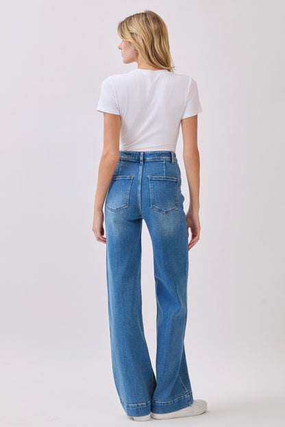 Andrea Wide Leg Jeans With Pintuck
