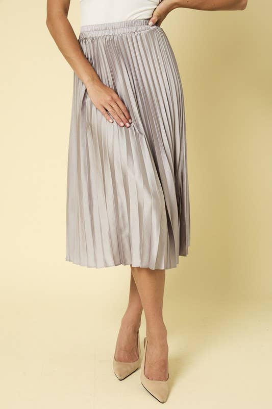 Sunburst Pleated Satin Skirt