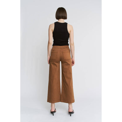 High Rise Cropped Wide Leg Jeans in Caramel