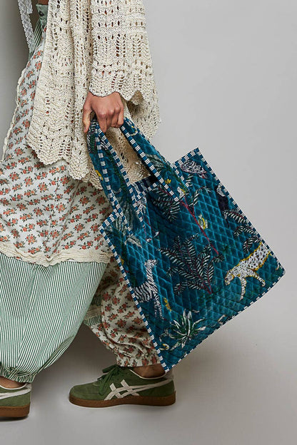 Everyday Quilted Striped Tote Bag