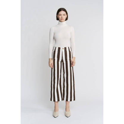 High Rise Stripe Cropped Wide Leg Pants