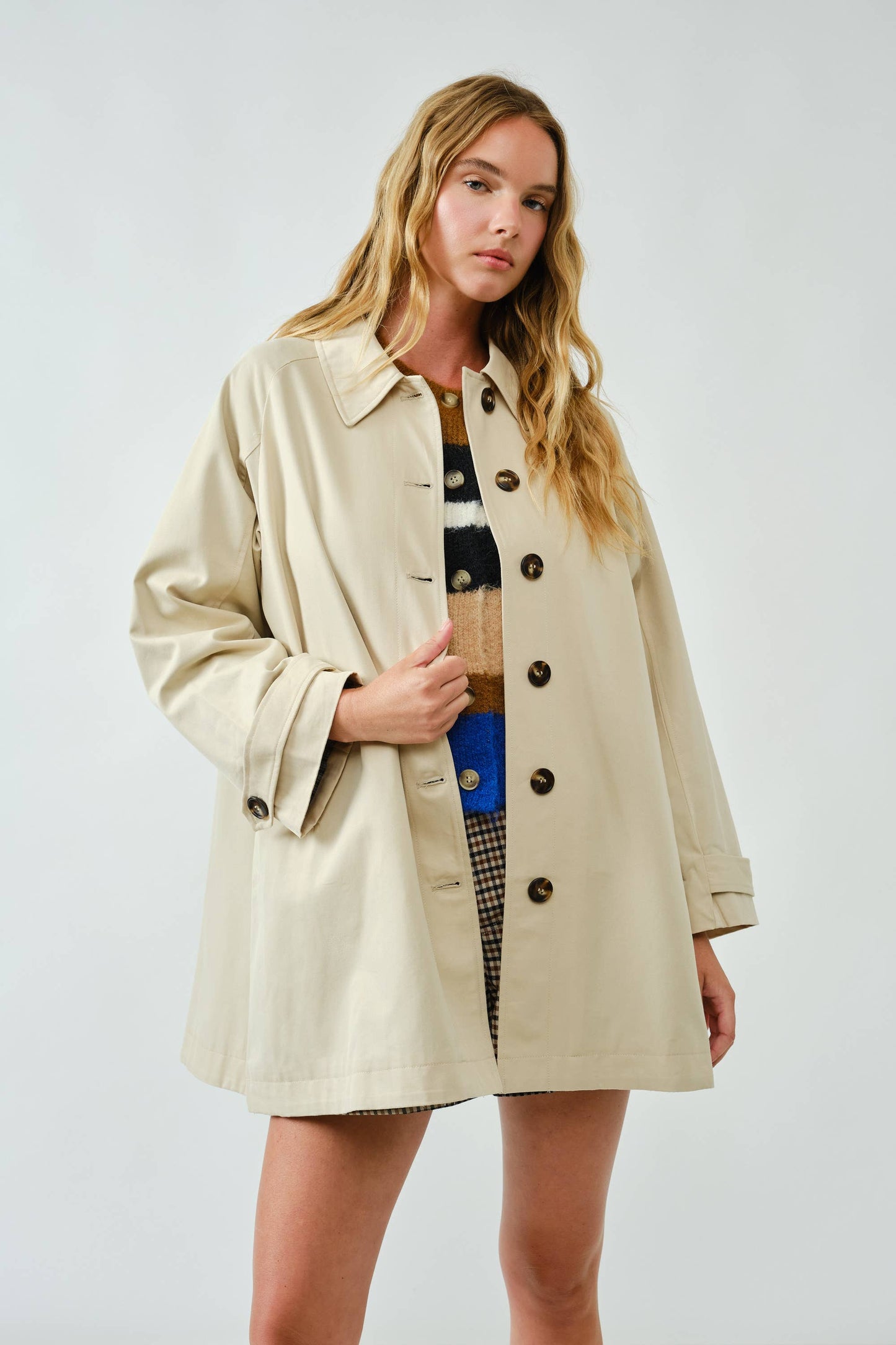 A-Line Trench With Plaid Lining