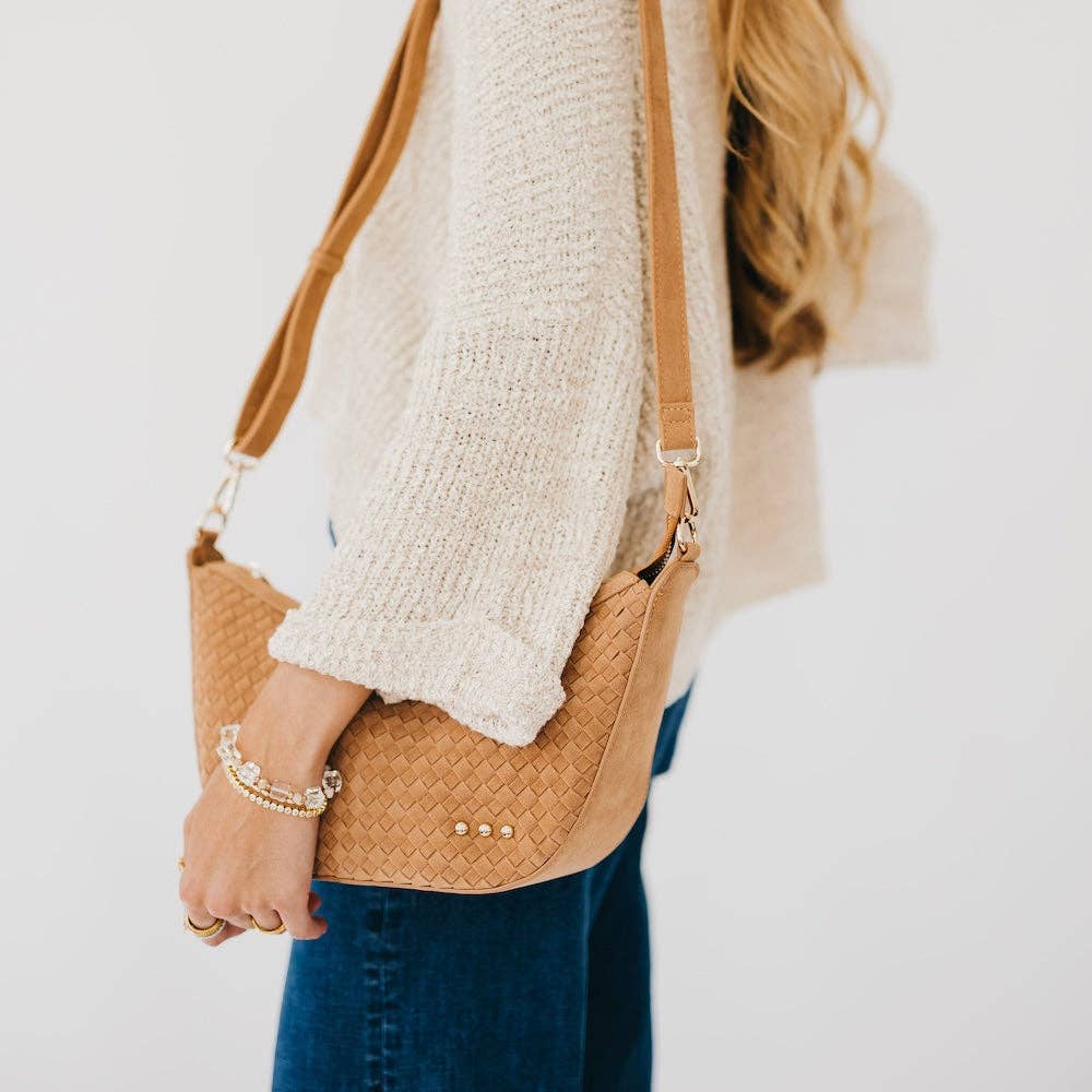 Paige Structured Suede Woven Crossbody