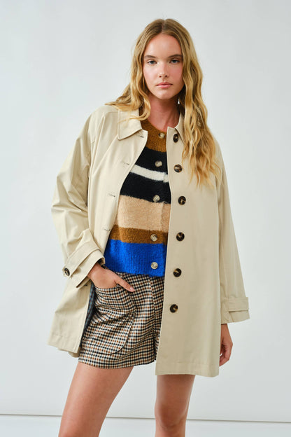 A-Line Trench With Plaid Lining