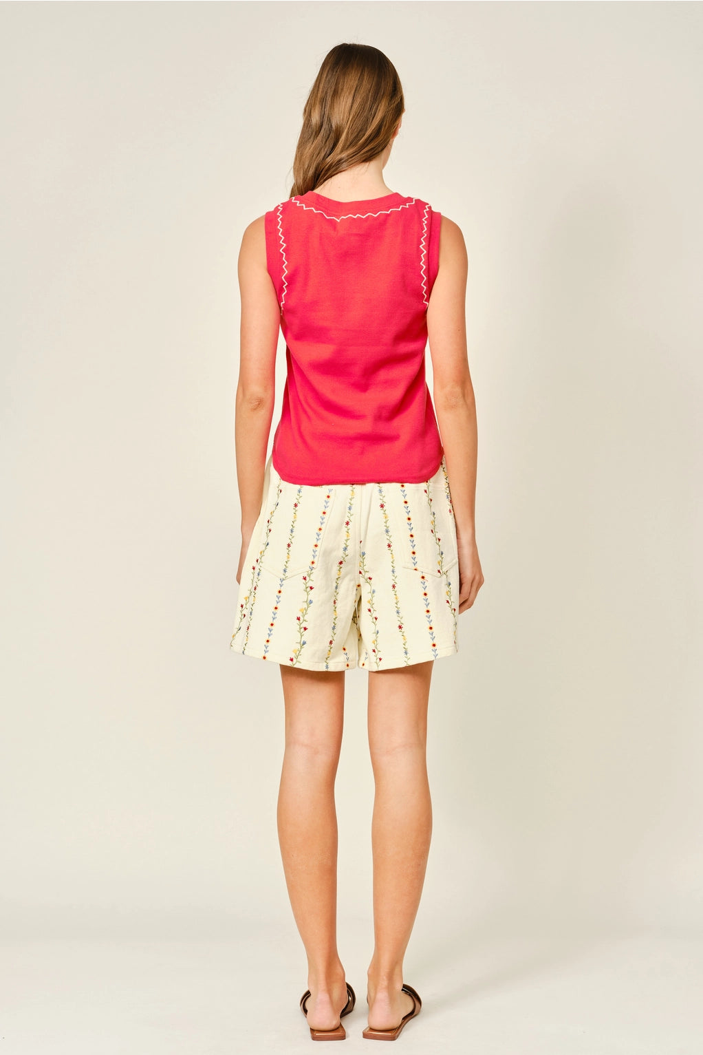 Stitch Detail Ribbed Knit Top