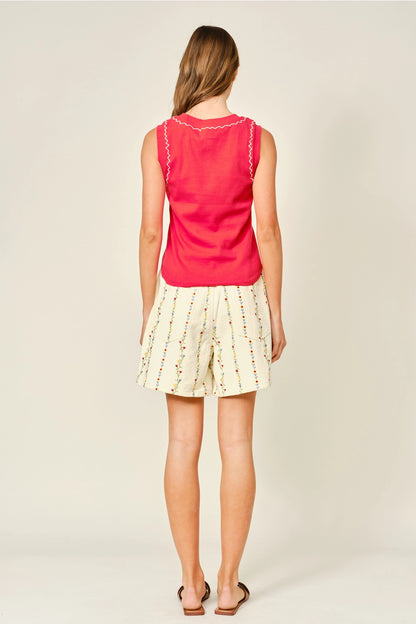 Stitch Detail Ribbed Knit Top