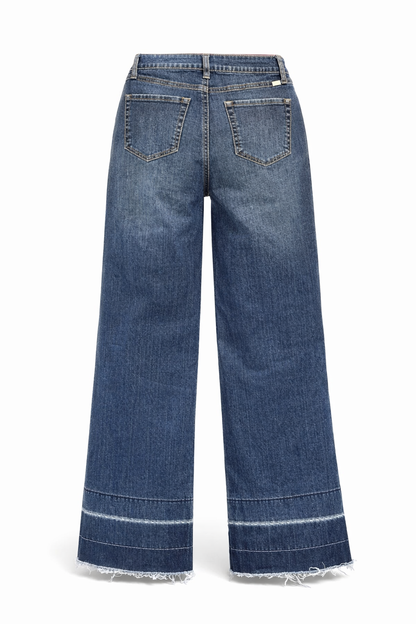 Mid-Rise Slim Wide Leg w/ Release Hem in Grove