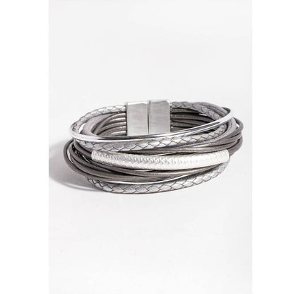 Multi Strand Shimmer Leather Bracelet