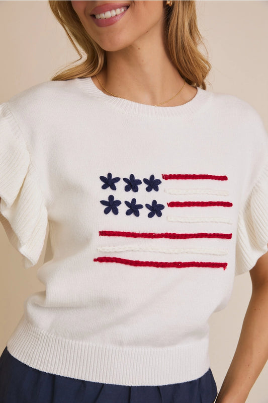 Flag Appliqué Sleeveless Knit Top