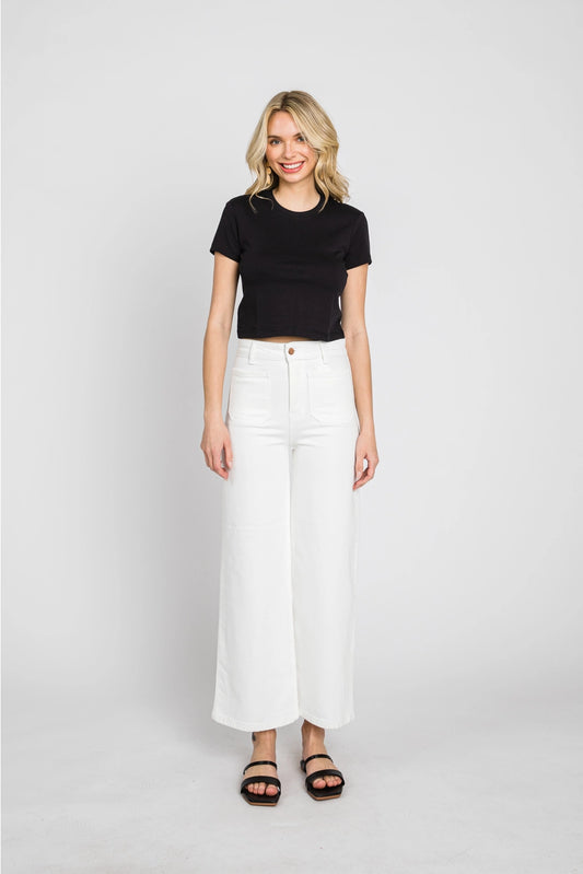 A-Line Patch Pocket Wide Leg Pant