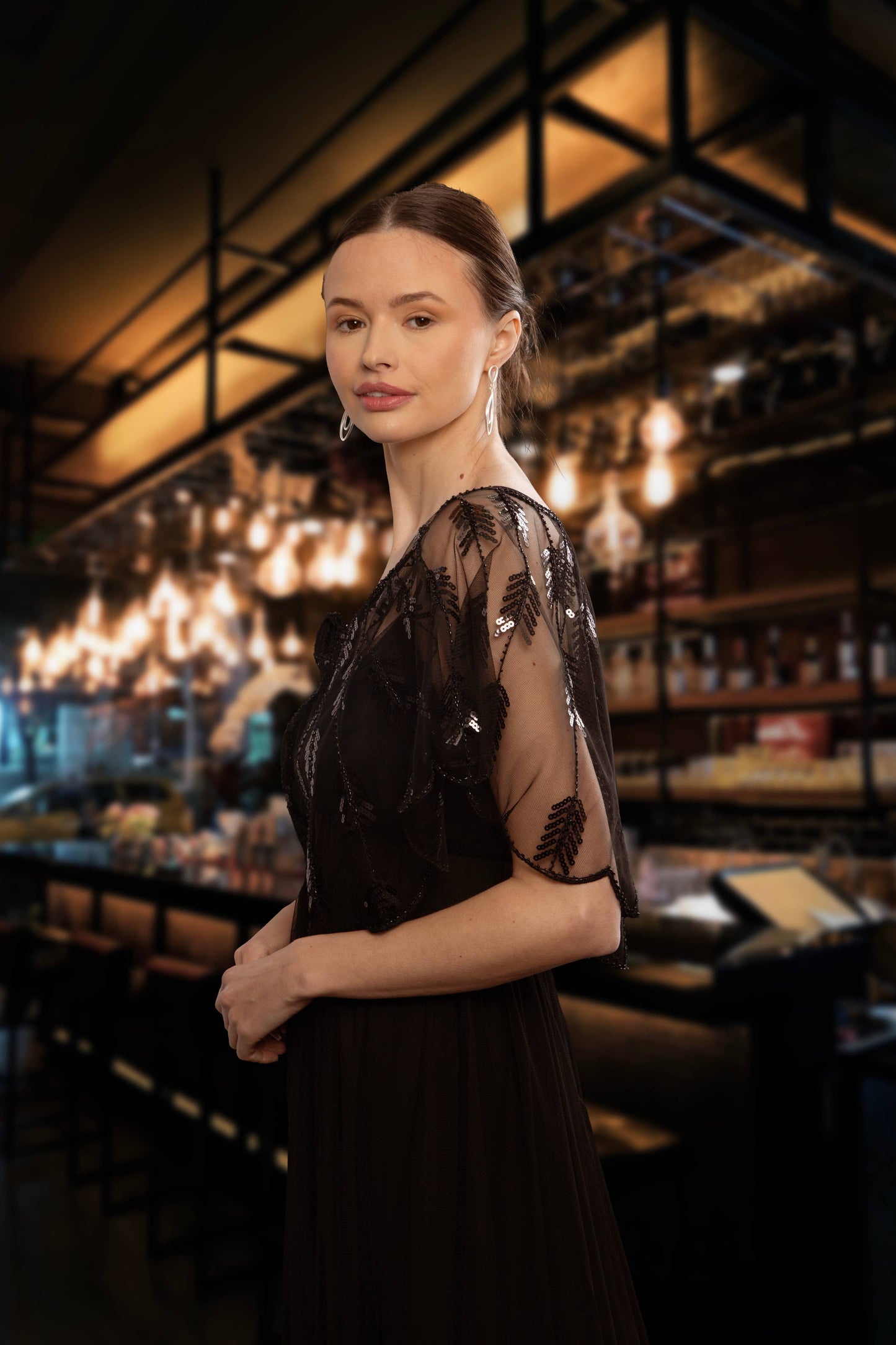 Mesh Sequin Capelet