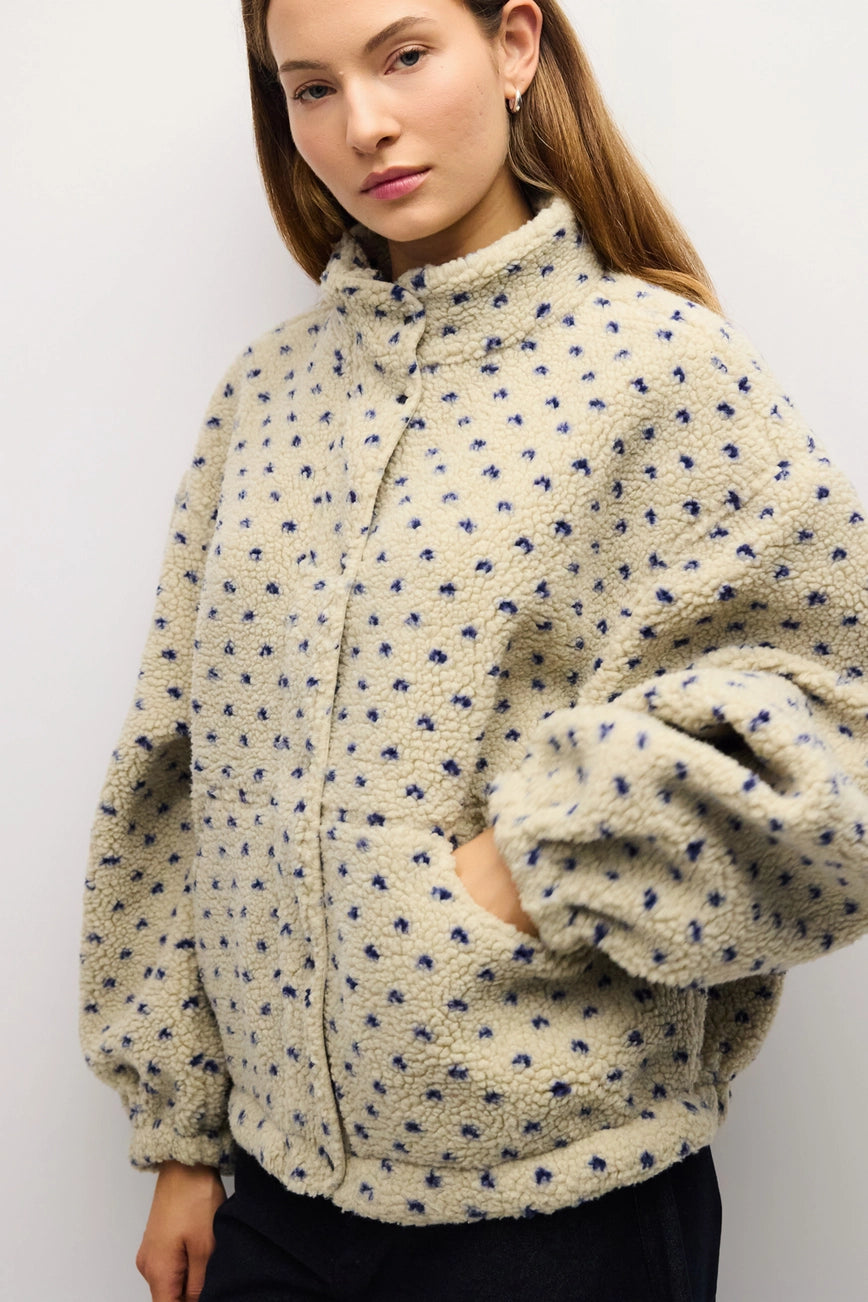 The Leslie Jacket | Sherpa Dotted Turtleneck Jacket