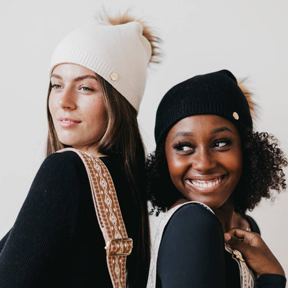 Angora Fur Pom Slouchy Beanie 