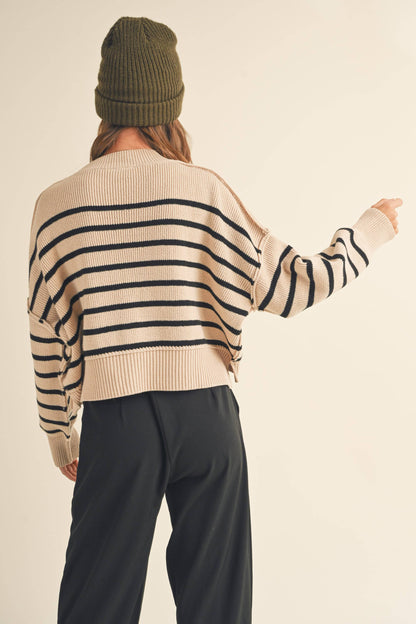 Striped Mock Neck Sweater