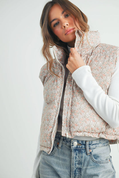 Floral Puffer Vest