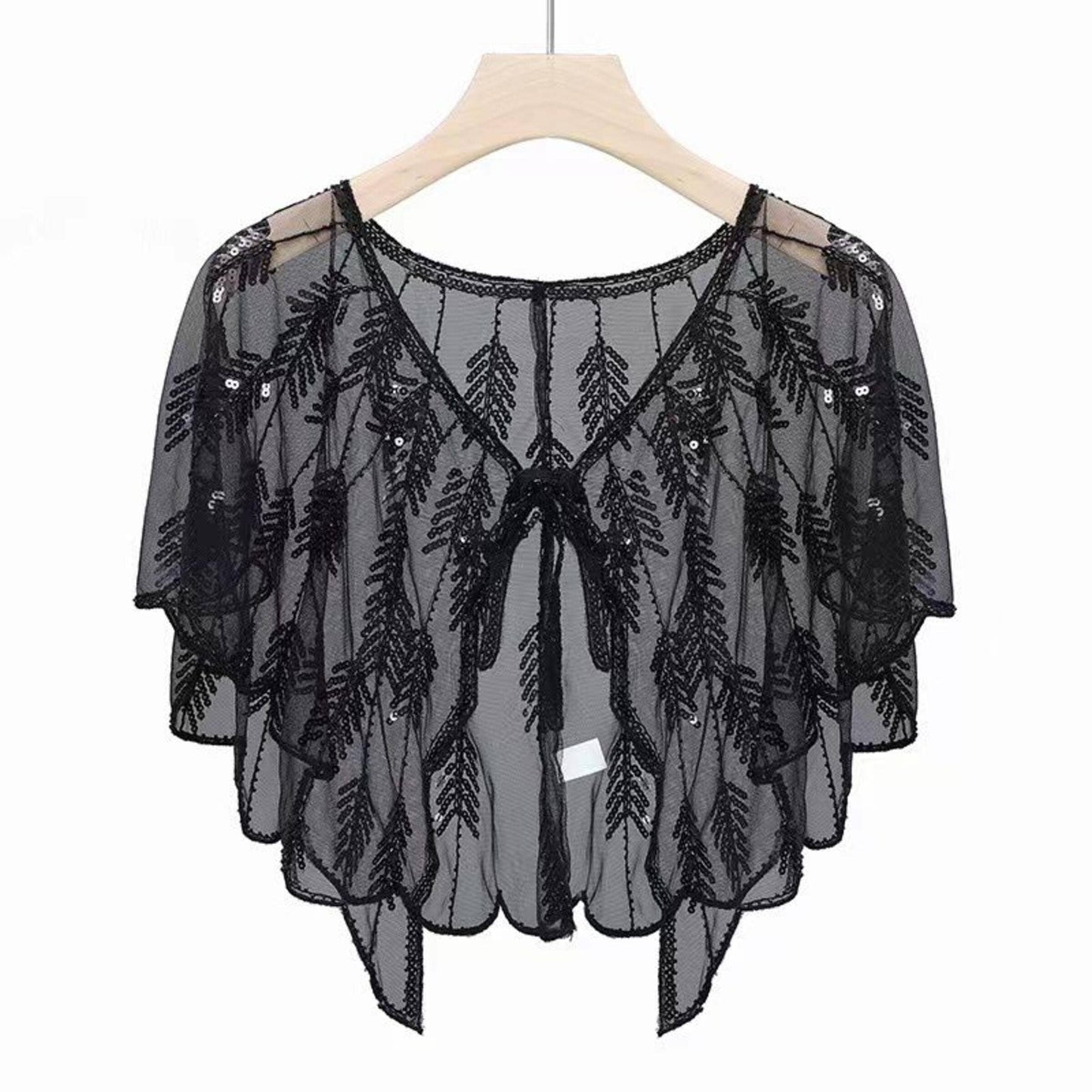 Mesh Sequin Capelet