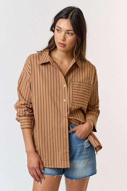 Oversized Striped Button Down