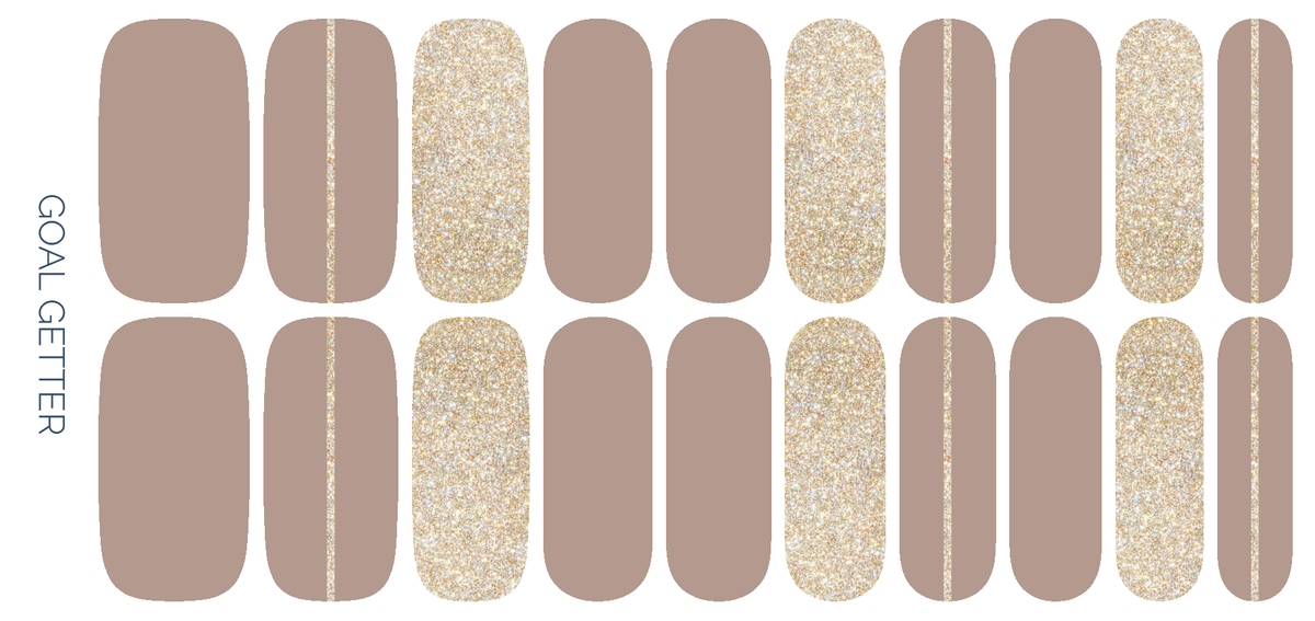 Goal Getter | Taupe & Gold Glitter Neutral Nail Wrap
