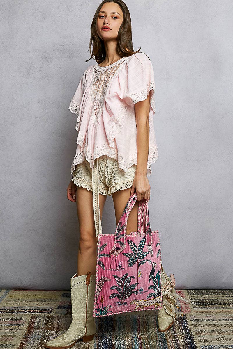 Everyday Quilted Striped Tote Bag