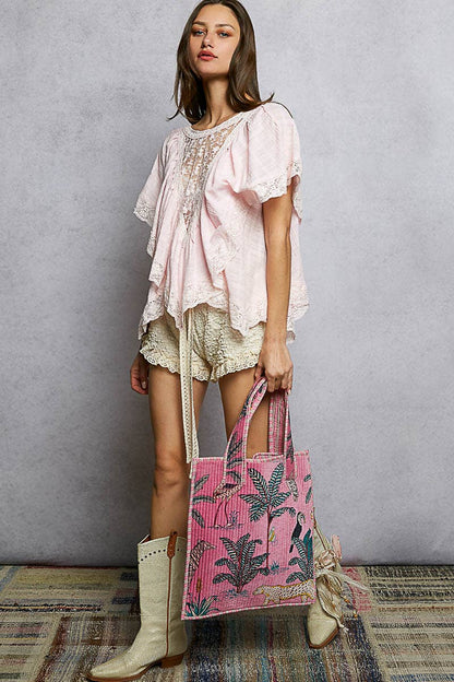 Everyday Quilted Striped Tote Bag
