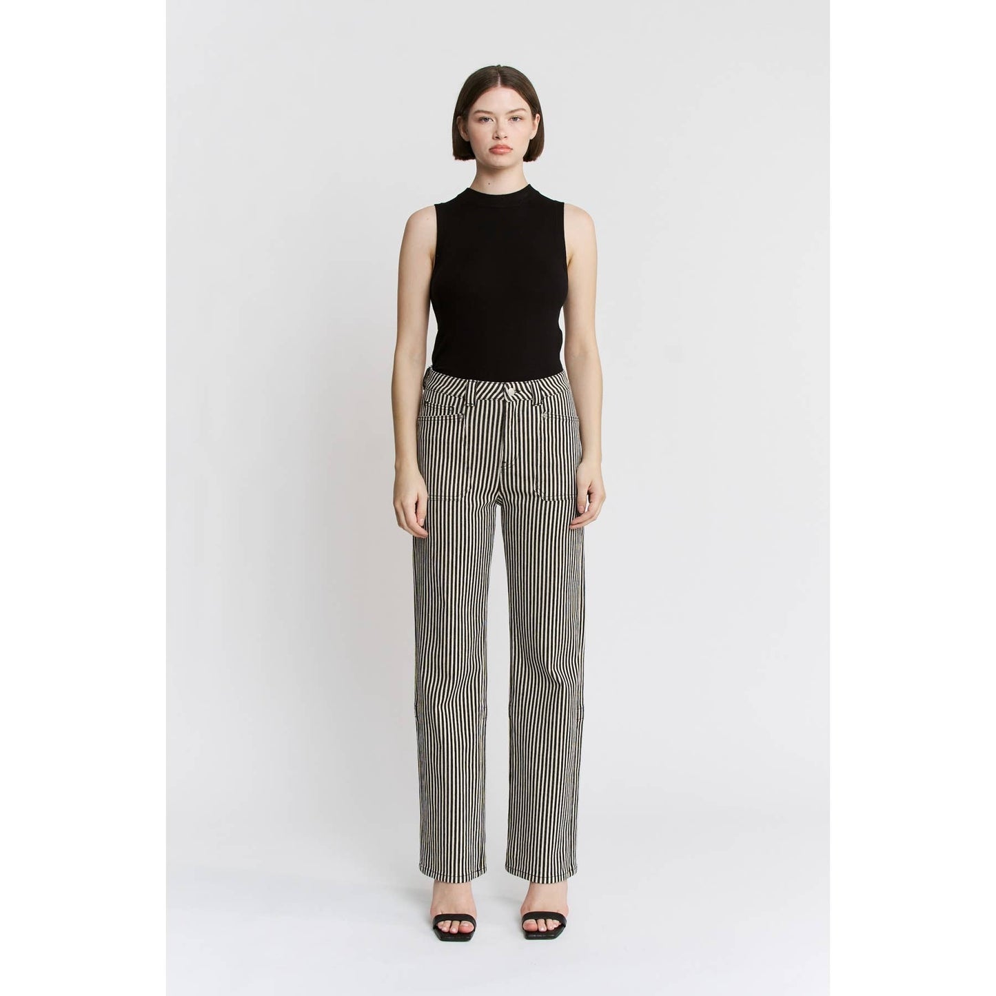 HIgh Rise Straight Leg Striped Jeans