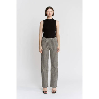 HIgh Rise Straight Leg Striped Jeans