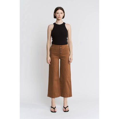 High Rise Cropped Wide Leg Jeans in Caramel