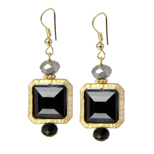 Matte Gold Square Drop Earring