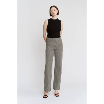 HIgh Rise Straight Leg Striped Jeans