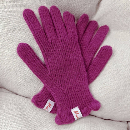 Scalloped Wool Fingerless Touchscreen Gloves