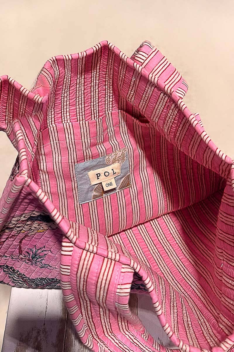 Everyday Quilted Striped Tote Bag