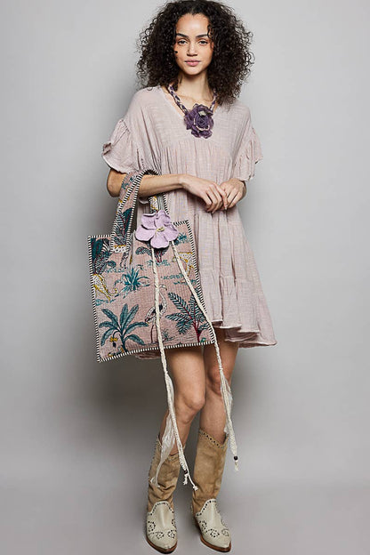 Everyday Quilted Striped Tote Bag