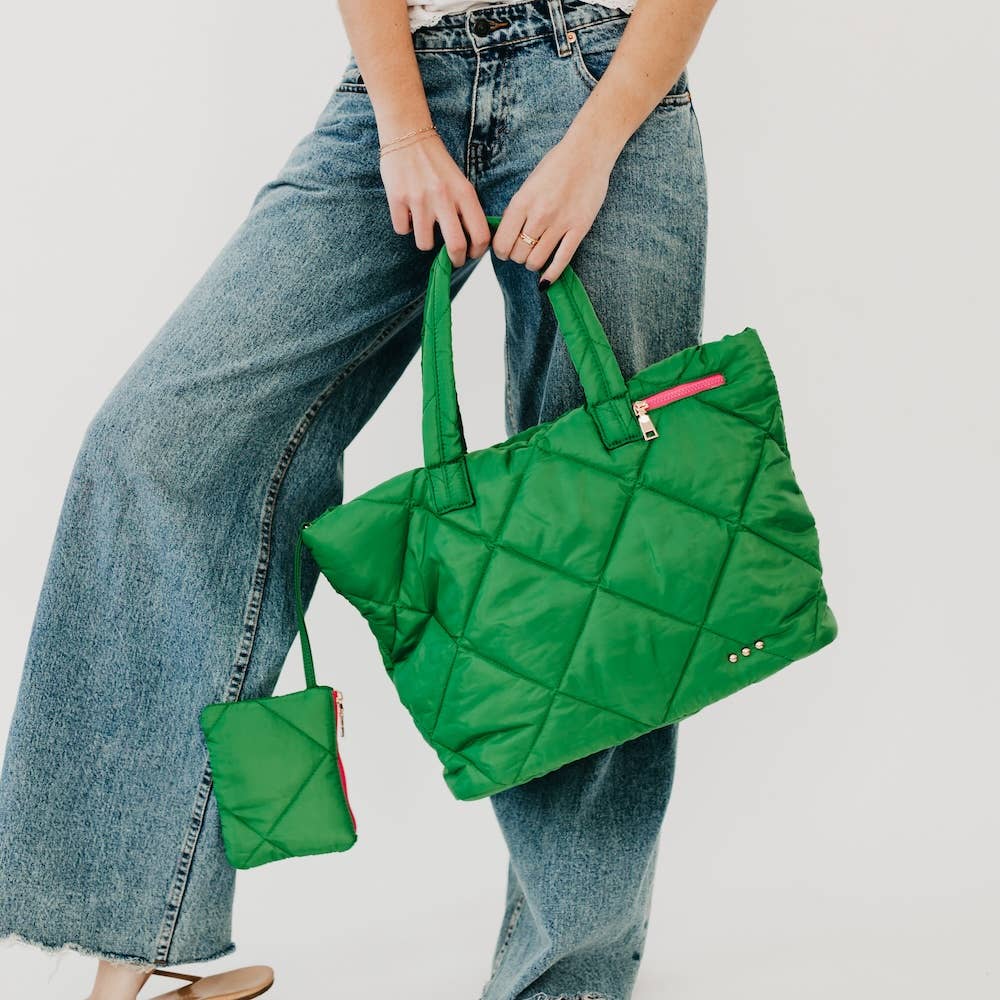 Presley Puffer Quilted Tote Bag With Pouch