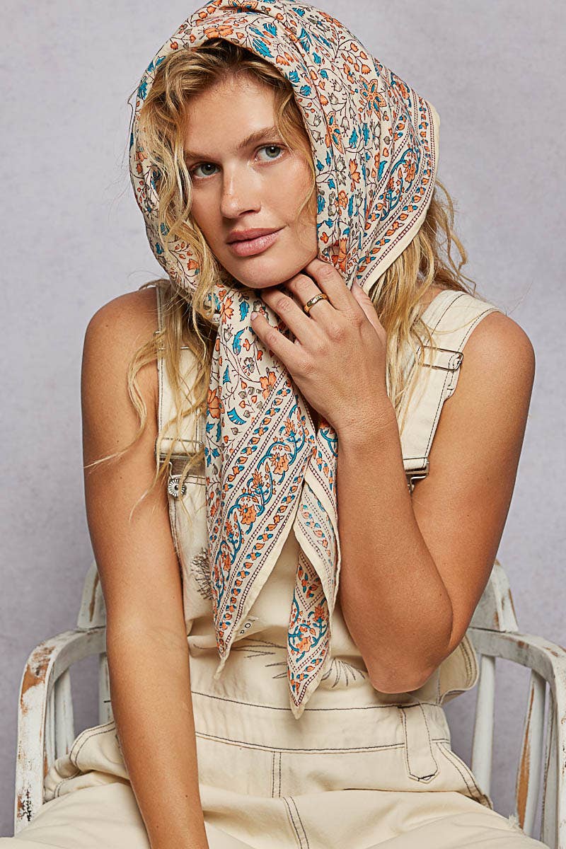 Floral Patterned Multi Style Wrap Scarf