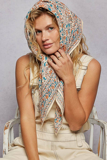 Floral Patterned Multi Style Wrap Scarf